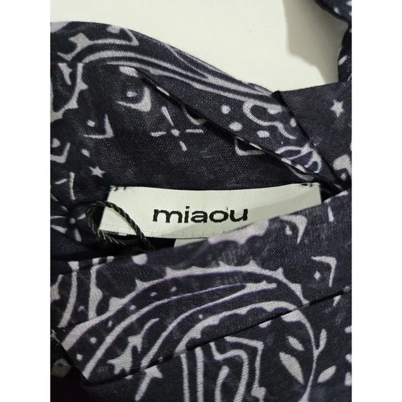 Miaou Tati Top Bandana Navy Silk Blend Corset Style Cropped Camisole Size S - Picture 8 of 11